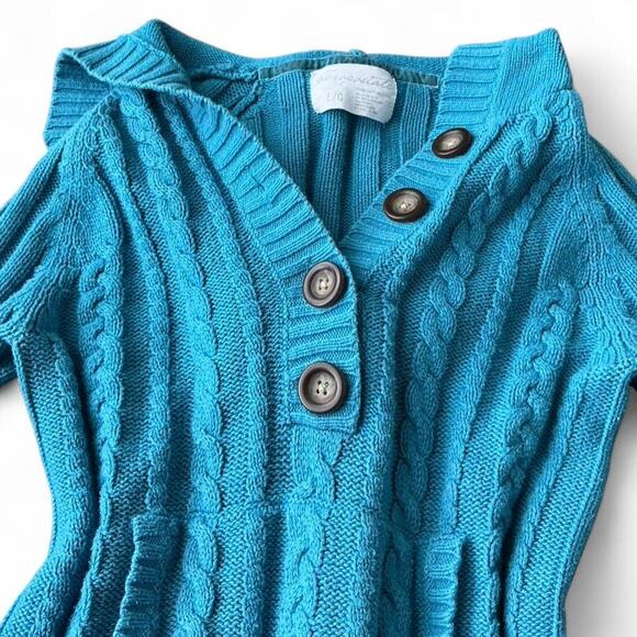 2000s Aeropostale Blue Cable Knit Hooded Henley Sweater – Modern S (Tagged L) - Picture 3 of 5